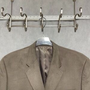 Chaps Blazer Men 46R Beige Gray Suede 3B Academia Sport Coat Ralph Lauren Luxury